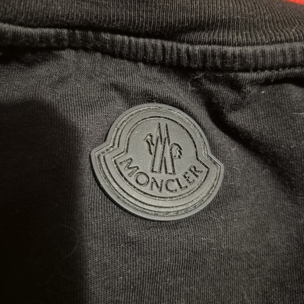Moncler Black Tee with Large White Logo Across Chest - Picture 3 of 6